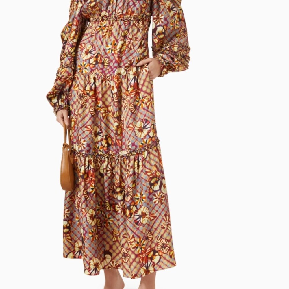 NWOT ULLA JOHNSON Anastasia Silk Twill Midi Gown Dress in Pansy XS $950 - Picture 4 of 16